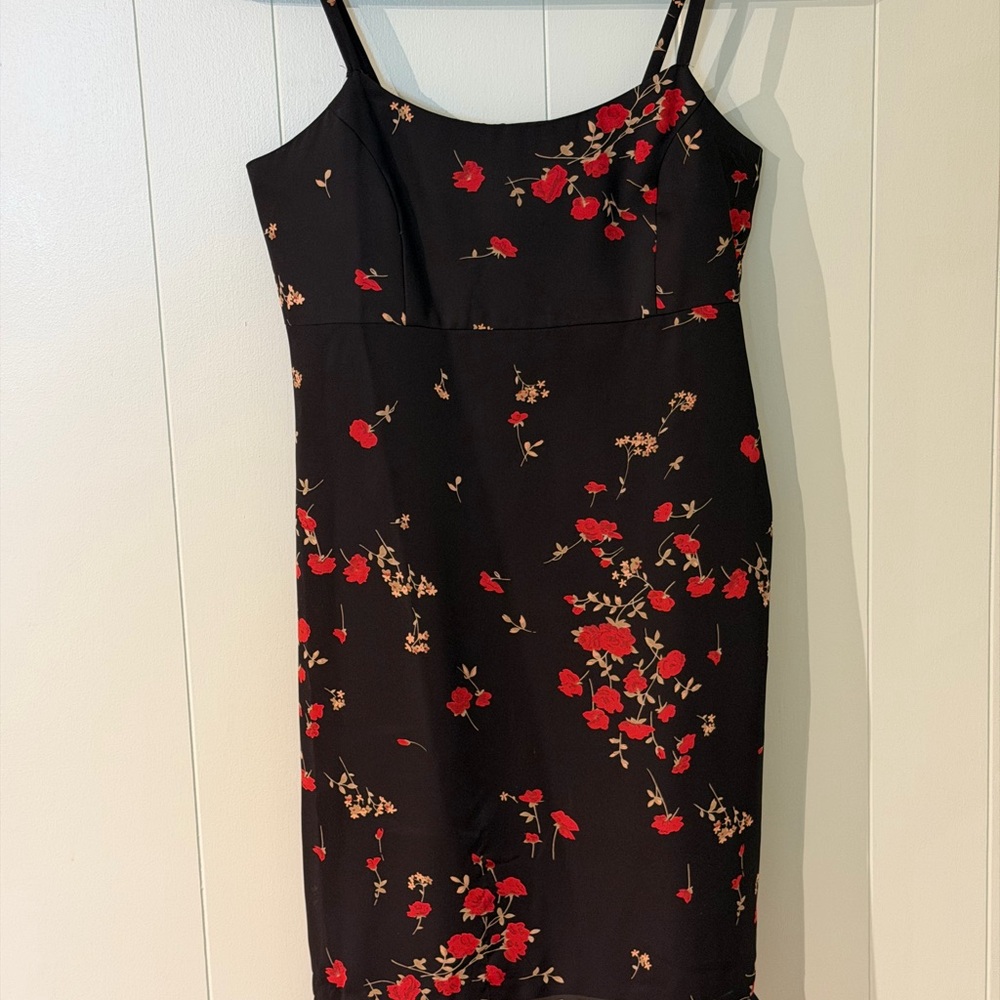 Floral Black and Red Dress